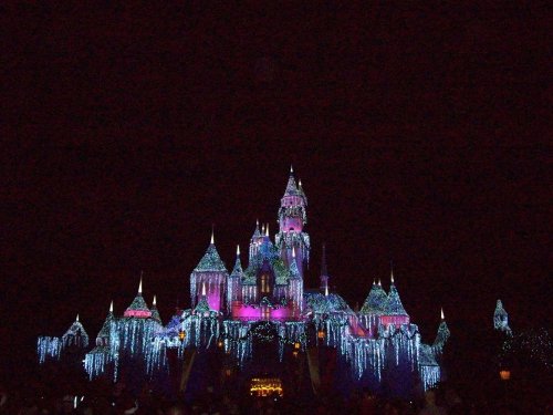 Cinderella's castle decorated for Christmas 