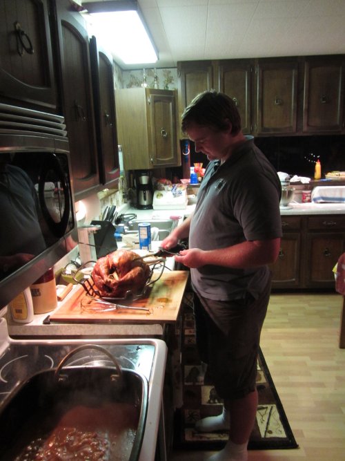 Jonny carving the bird 