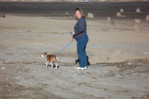 Riley walking Lori 