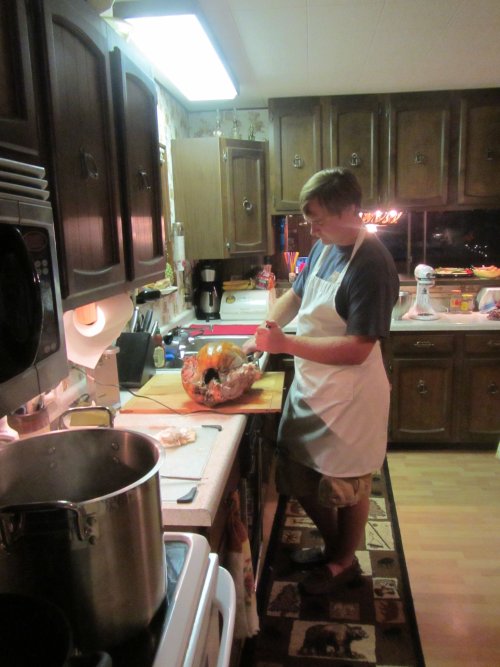 Jonny carving the turkey 