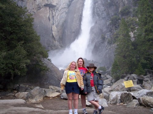 Melissa, Lori & Jonny at lower Yosemite Falls 