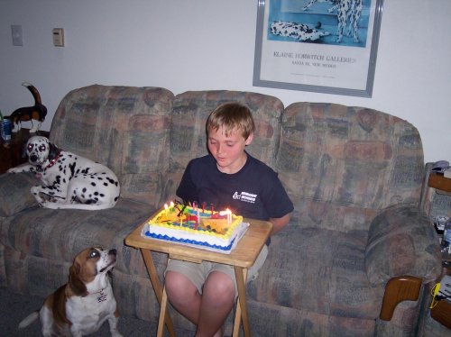 Jonny blowing out candles 