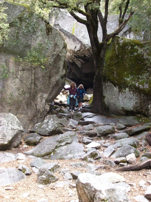 Mom & Melissa hiking down from indian caves 