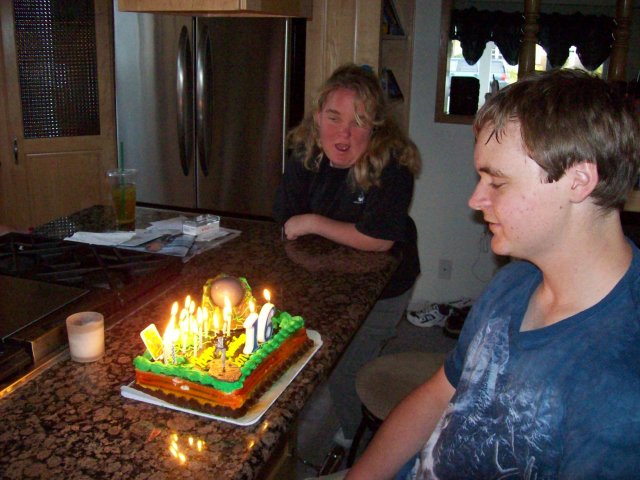 Jonny and flaming cake 