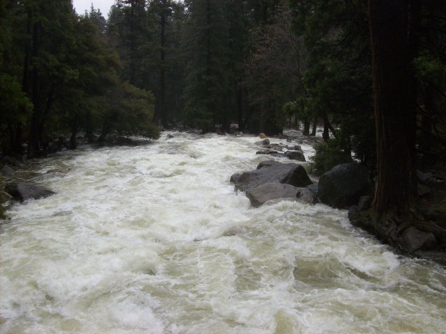 Raging stream at Yosemite falls 