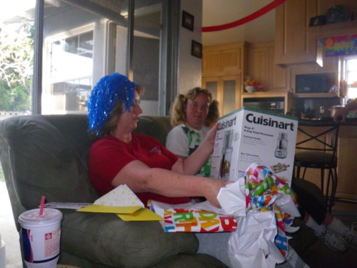 Lori and her birthday present 