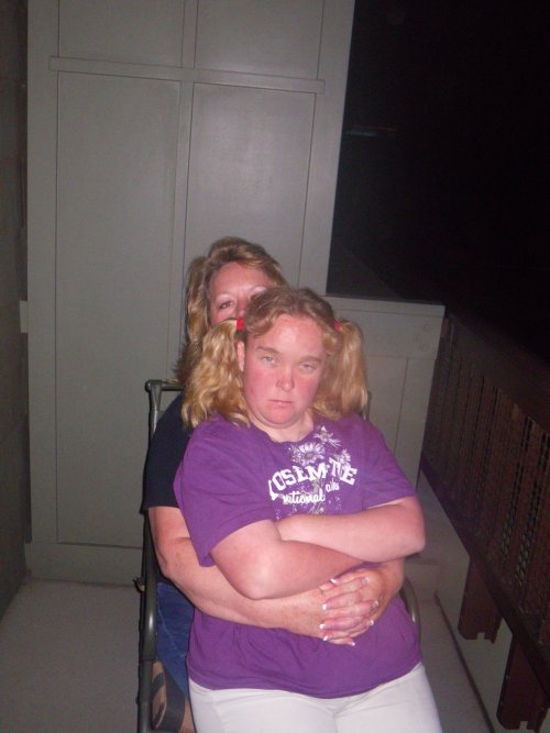 Mom and a sleepy Missy watching fireworks 