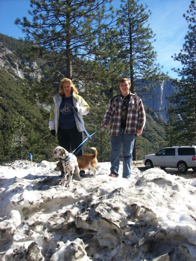 Mom, Jonny, Lucky and Riley in Yosemite 