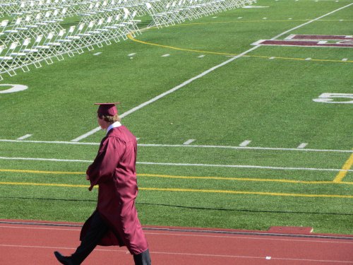 Jonny on his way to receive his diploma 