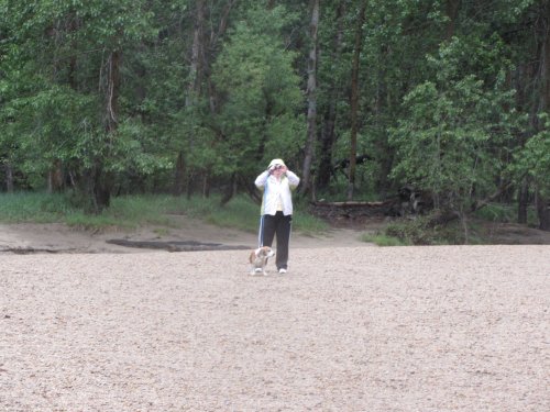Lori and Riley taking a picture 