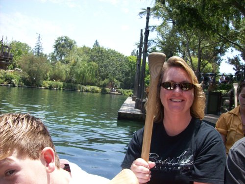 Lori preparing to paddle her canoe 