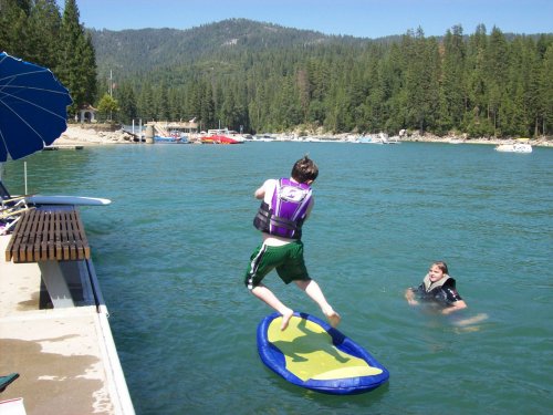 Lamar jumping in the lake 
