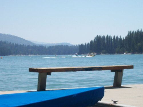 View of the lake on a hazy day 
