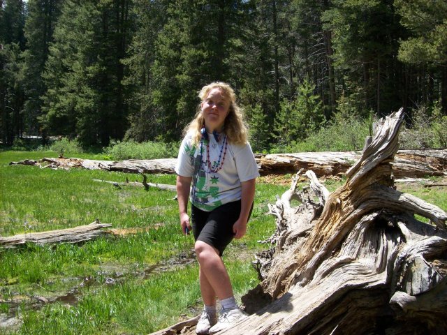 Melissa on log 