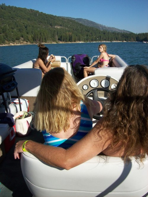 Melissa driving the boat 