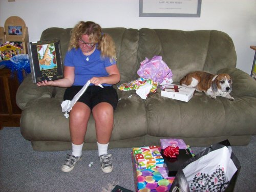 Melissa opening presents 