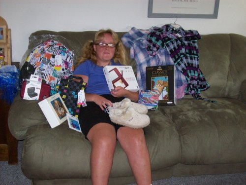Melissa and all her loot 