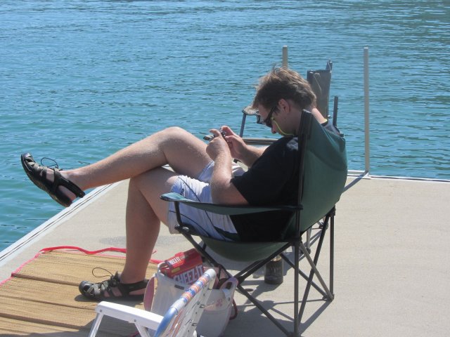 Jonny relaxing on dock 