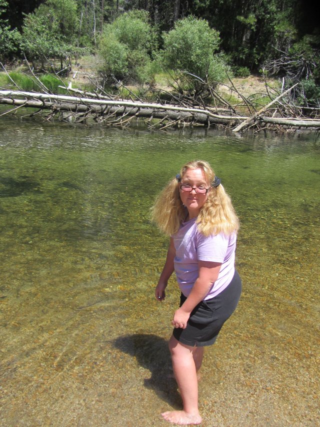 Missy wading in the river 