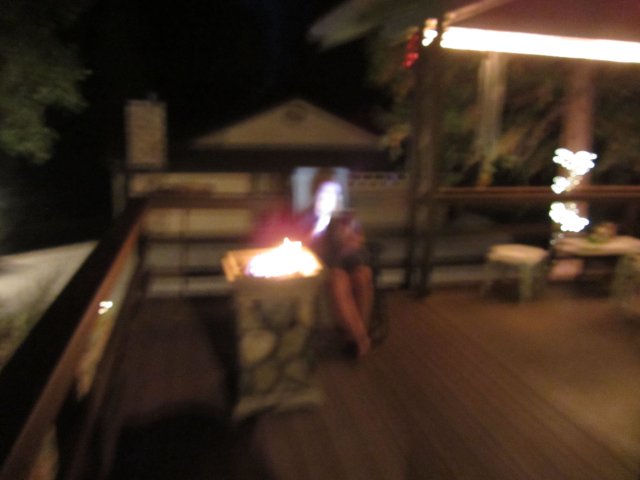 Missy sitting on the deck 