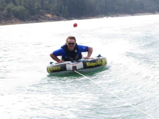 Jonny riding the wake 