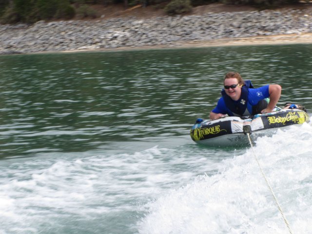 Jonny riding the wake 