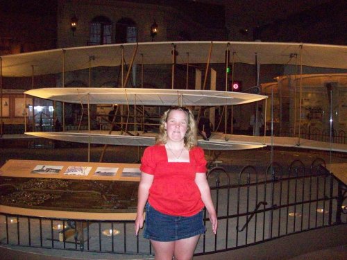 Melissa in front of Wright Flyer 
