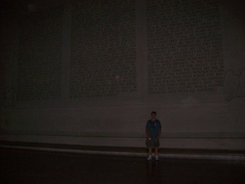 Jonny inside the Lincoln Memorial 