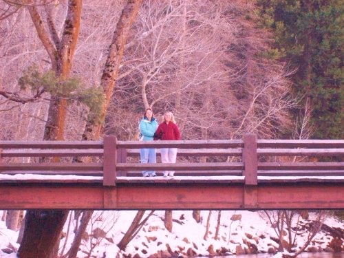 Lori & Melissa on bridge in Yosemite 