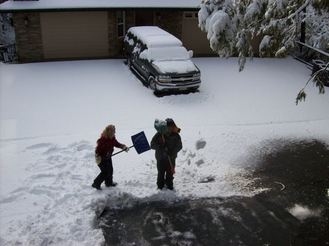 Morning snow at the cabin 