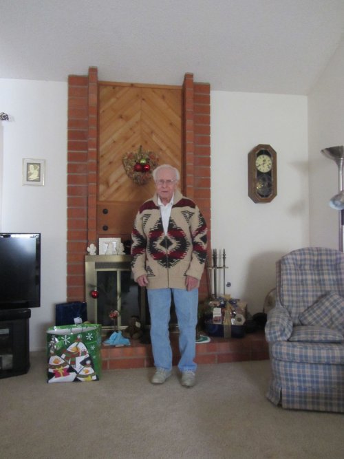 Grandpa modeling new sweater 