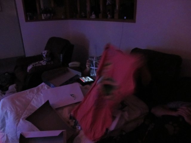 Melissa showing off present 