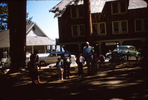 Group in front of Glacier Point Lodge 
