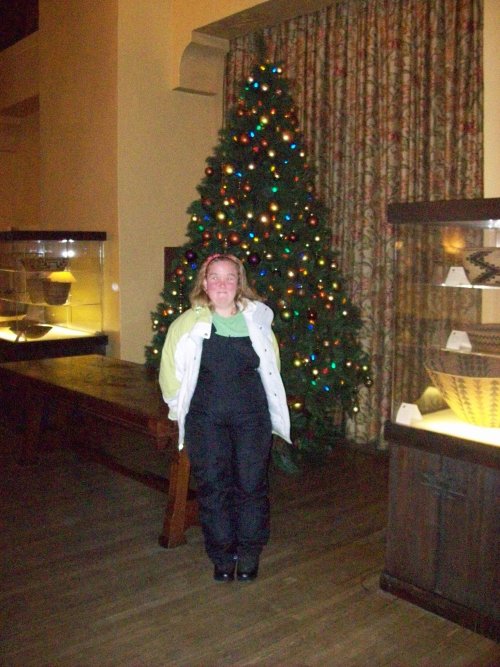 Melissa by a Christmas tree in the Ahwahnee 